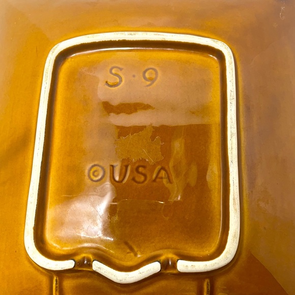 Vintage 1970's "USA Pottery" Cheese & Bacon Dip Recipe Serving Platter - Picture 5 of 5